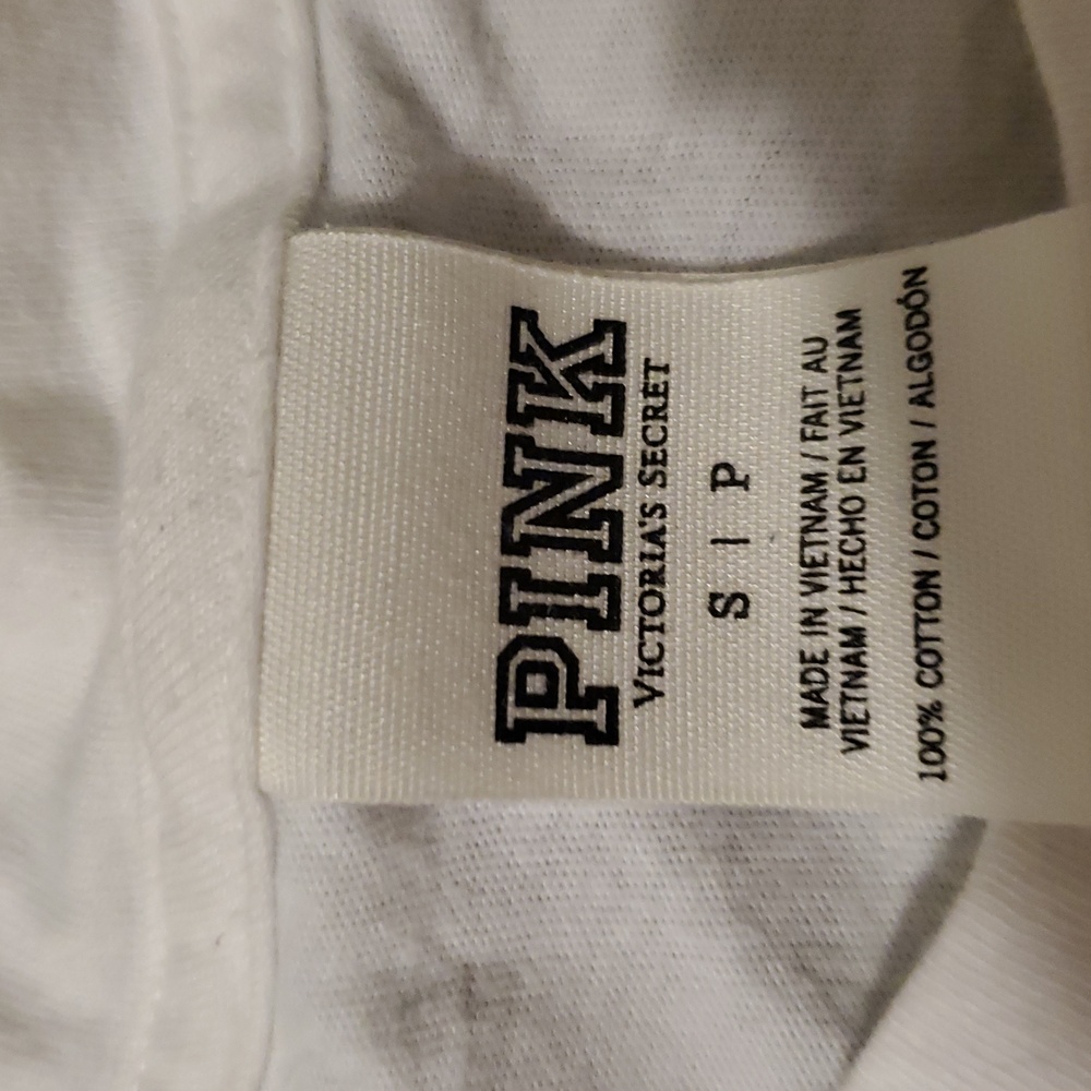 Victoria's Secret PINK White Tank with Gray Logo Size Small - Picture 2 of 6